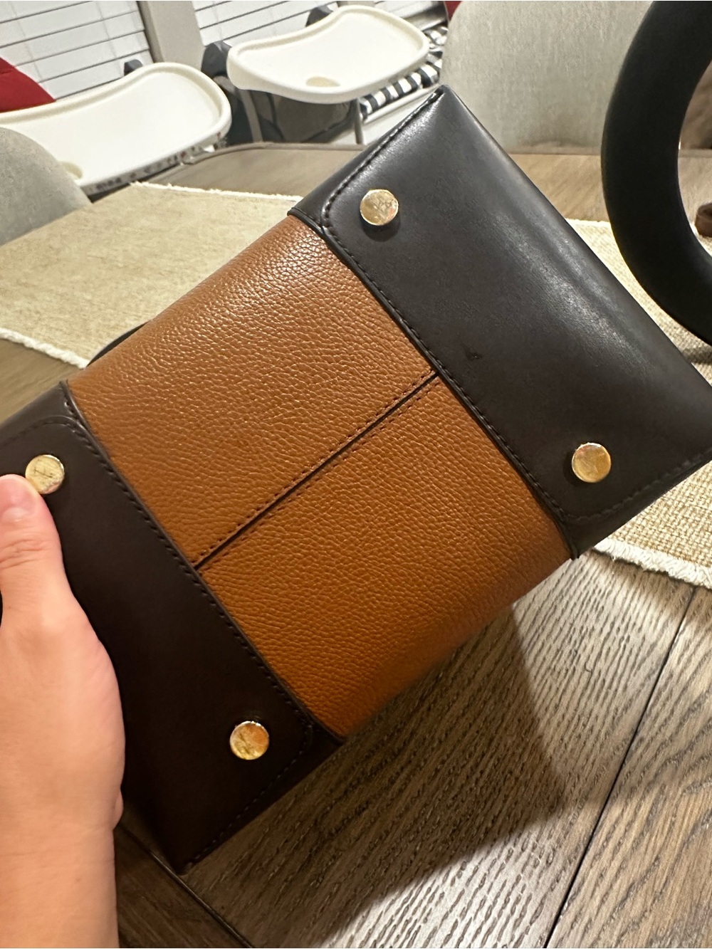 Michael Kors Brown and Tan Pebbled Leather Drawstring Shoulder Bag - Picture 16 of 16